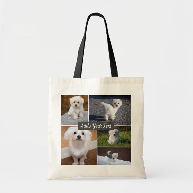 Personalized 5 Photo Collage Tote Bag (Front)