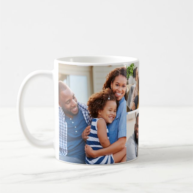 Personalized 5 Photo Family Collage Template Coffee Mug (Left)