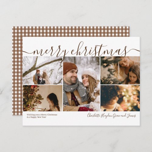 Personalized 5 Photo Merry Christmas Holiday Card