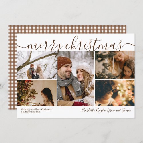 Personalized 5 Photo Merry Christmas  Holiday Card