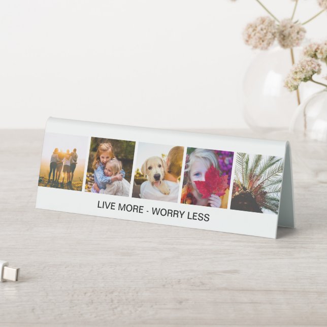Personalized 5 Photo + Quote Desk Sign (In SItu (Table))