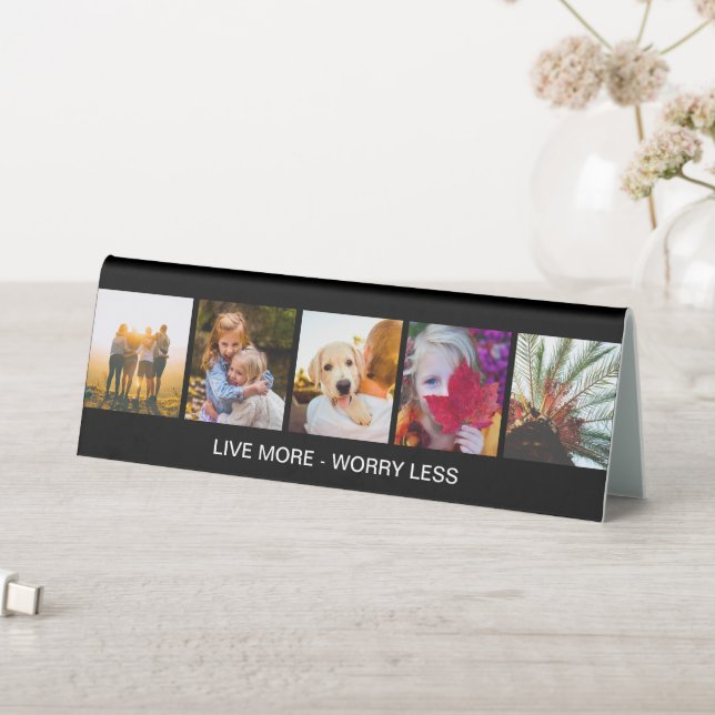 Personalized 5 Photo + Quote Desk Sign (In SItu (Table))