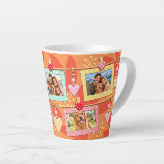 Personalized 5 Photo Retro Floral Family Coffee Latte Mug