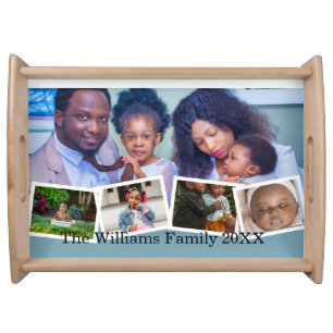 Personalized 5-Photo Wooden Serving Tray