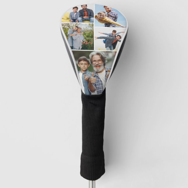 Personalized 5 Photos Gift for a Golfer  Golf Head Cover (Front)