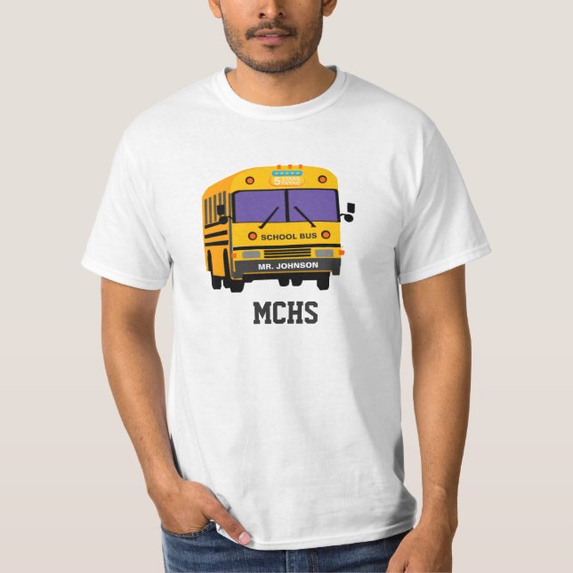 Personalized 5 Star Rating School Bus Driver   T-Shirt (Front)