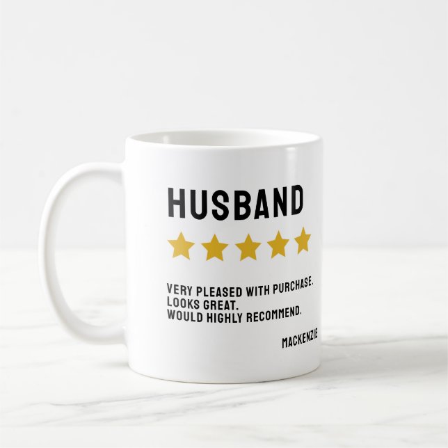 Personalized 5 Star Review Would Recommend Coffee Mug (Left)