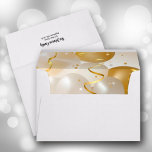 Personalized 5 x 7 Birthday Balloon envelopes<br><div class="desc">Elegant gold and white balloons,  confetti and streamers are printed on the inside of these white envelopes,  a perfect accent to our matching party invitations. Features your return address printed on the back. MATCHING items in our store.</div>