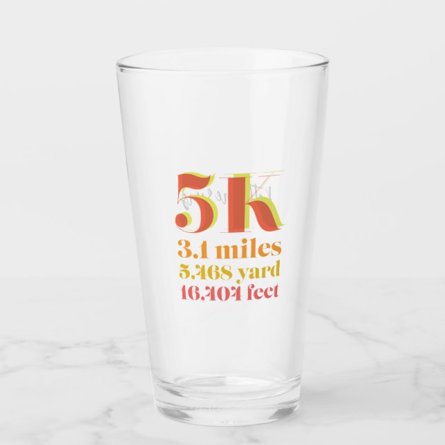 Personalized 5K Race Running Bold Text Glass (Front)