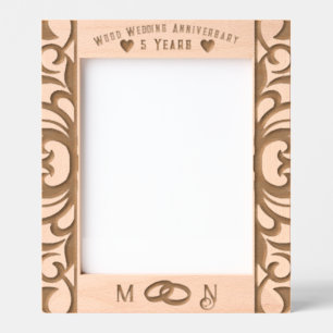 Personalized 5th Anniversary Wood Photo Frame 