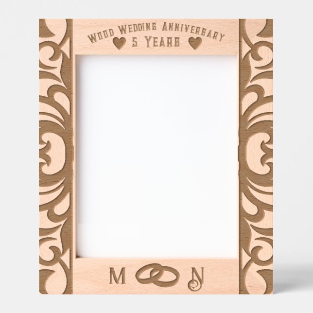 Personalized 5th Anniversary Wood Photo Frame  (Front)