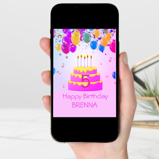 Personalized! 5th Birthday Custom Card (Front Digital)