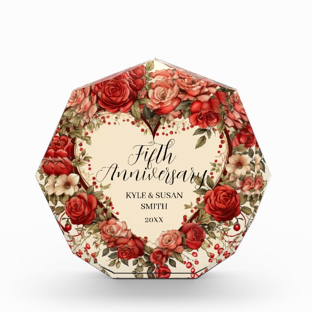 Personalized 5th Wedding Anniversary Photo Block (Front)