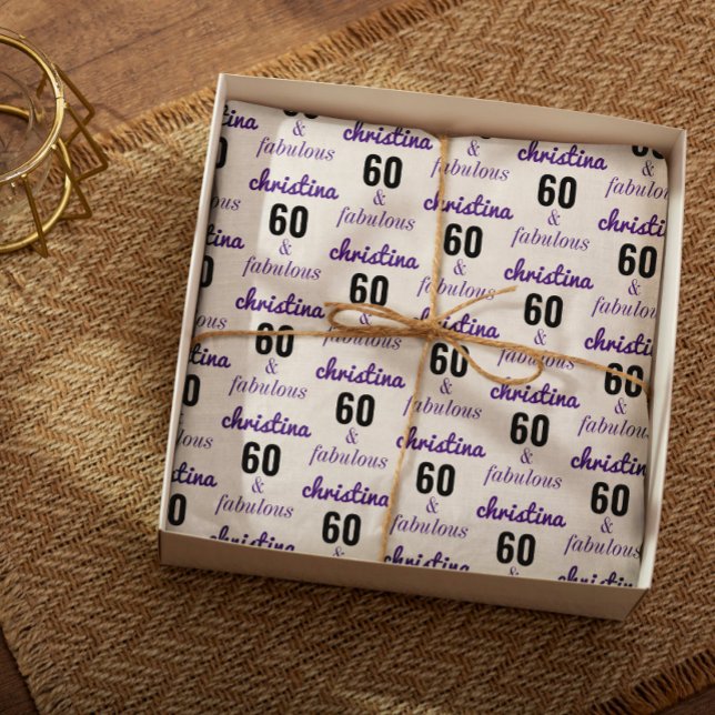 Personalized 60 and Fabulous 60th Birthday Gift  W Wrapping Paper Sheets (Creator Uploaded)