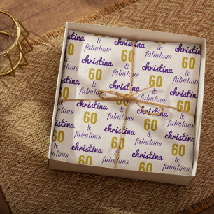 Personalized 60 and Fabulous 60th Birthday Gift Wrapping Paper Sheets