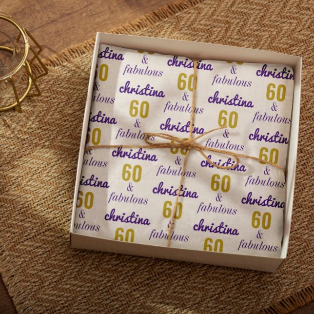 Personalized 60 and Fabulous 60th Birthday Gift  Wrapping Paper Sheets (A personalized gift wrap - how special is that!)