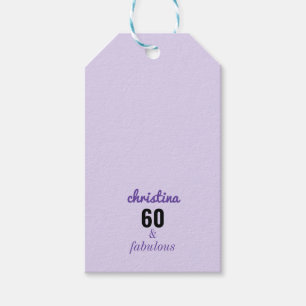 Personalized 60 and Fabulous 60th Birthday Purple Gift Tags