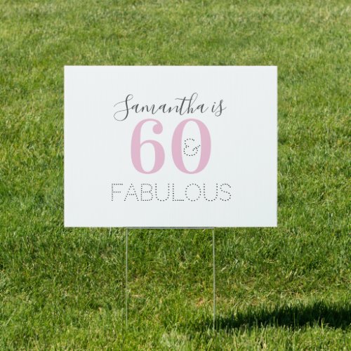 Personalized 60 fabulous Pink 60th Birthday Yard  Sign