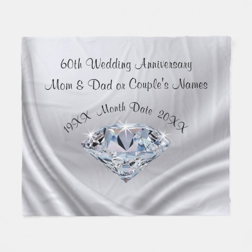 Personalized 60th Anniversary Blanket with Diamond
