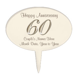 Personalized 60th Anniversary Cake Topper