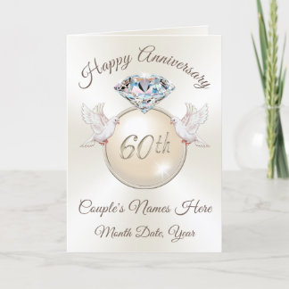 Personalized 60th Anniversary Card, Diamond Theme Card