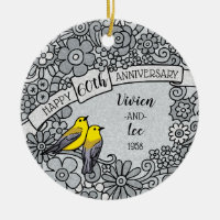 Personalized 60th Anniversary Diamond Floral Birds
