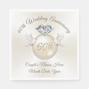 Personalized 60th Anniversary Diamond Napkins