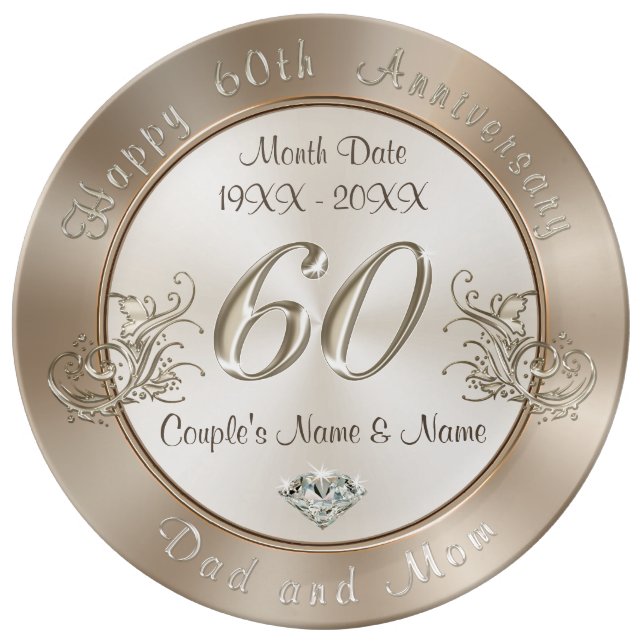 Personalized 60th Anniversary Gifts for Parents Dinner Plate (Front)
