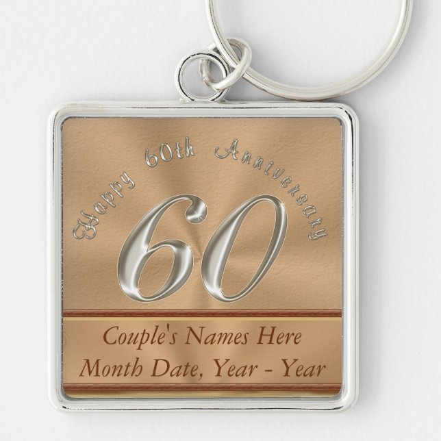 Personalized 60th Anniversary Keychains for Couple (Front)