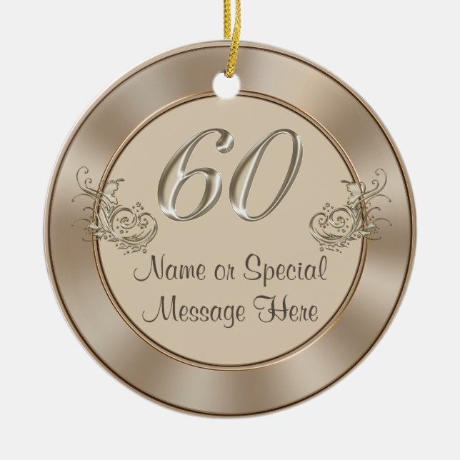 Personalized 60th Anniversary or Birthday Ornament (Front)
