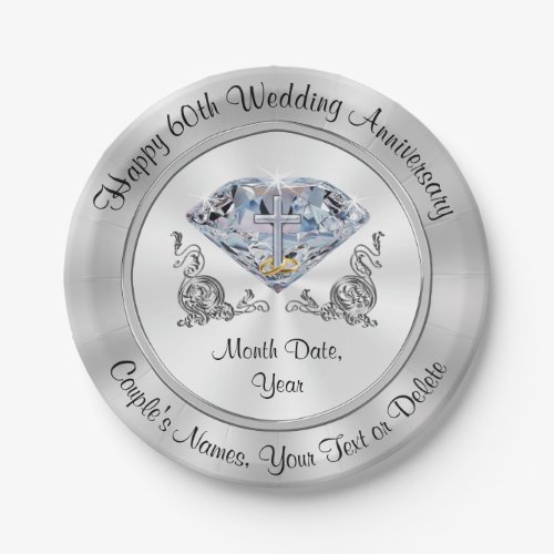 Personalized 60th Anniversary Paper Plates