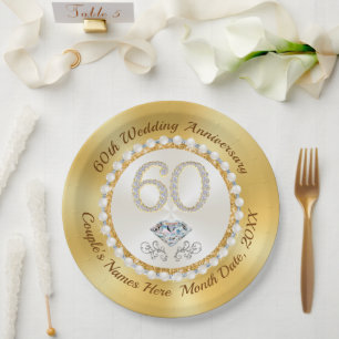 Personalized, 60th Anniversary Paper Plates,  Plates