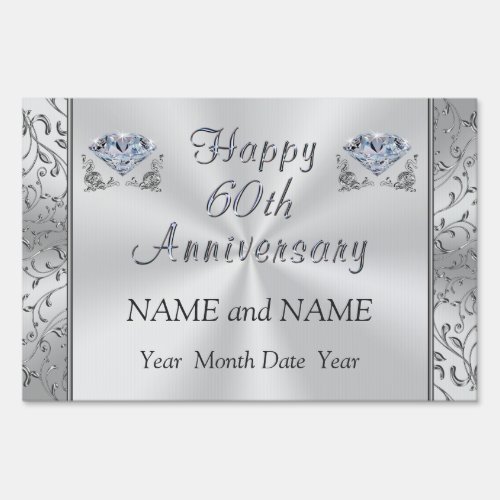 Personalized 60th Anniversary Sign Yard Type Sign