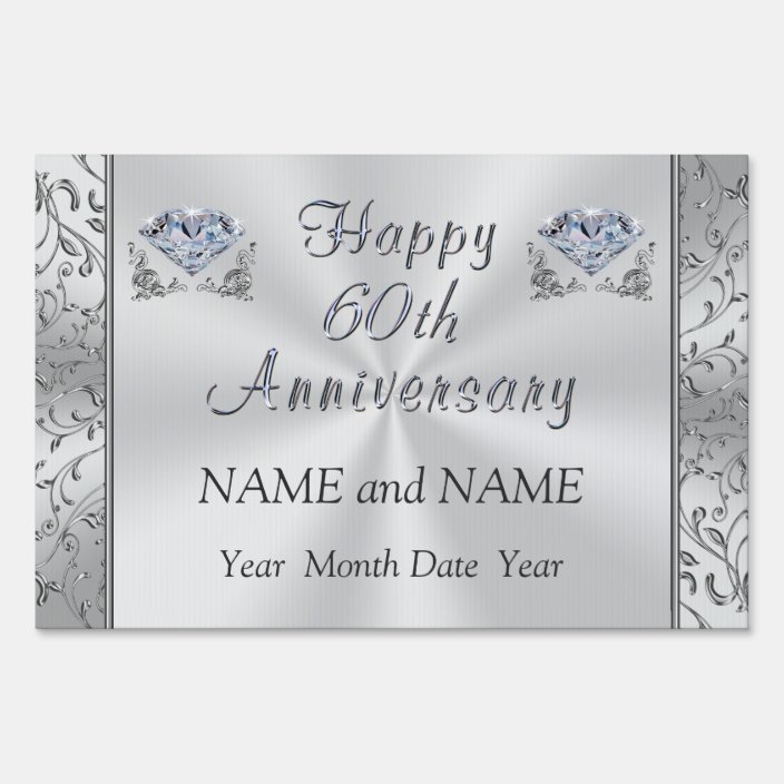 Personalized 60th Anniversary Sign, Yard Type Sign | Zazzle.com