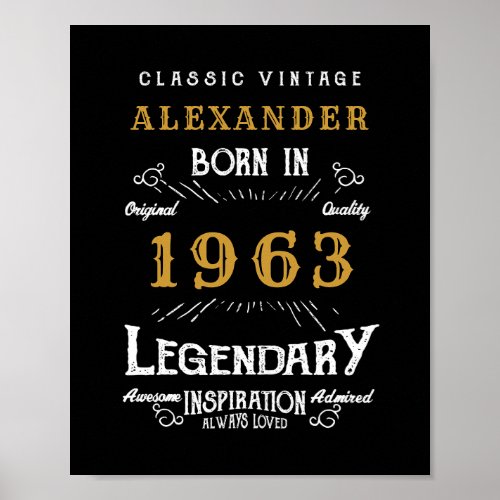 Personalized 60th Birthday 1963 Add Name Legendary Poster