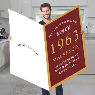 Personalized 60th Birthday 1963 Red Gold Huge Card