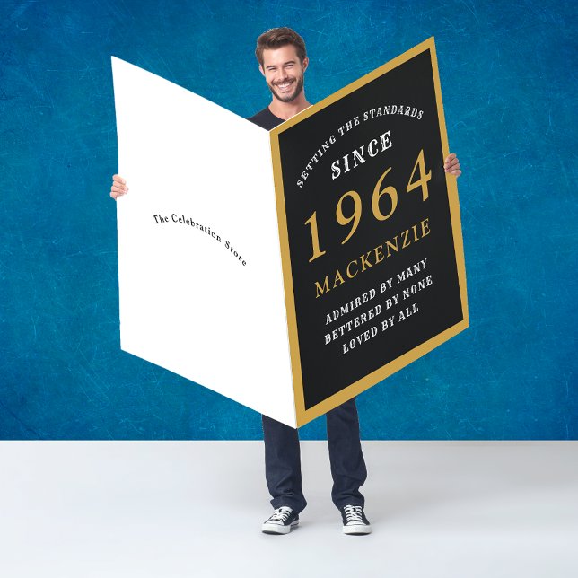 Personalized 60th Birthday 1964 Black Gold Huge Card (Our exceptional 60th Birthday 1964 Black Gold Huge Card is a unique gift idea)
