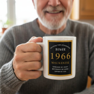 Personalized 60th Birthday 1966 Elegant Black Gold Coffee Mug