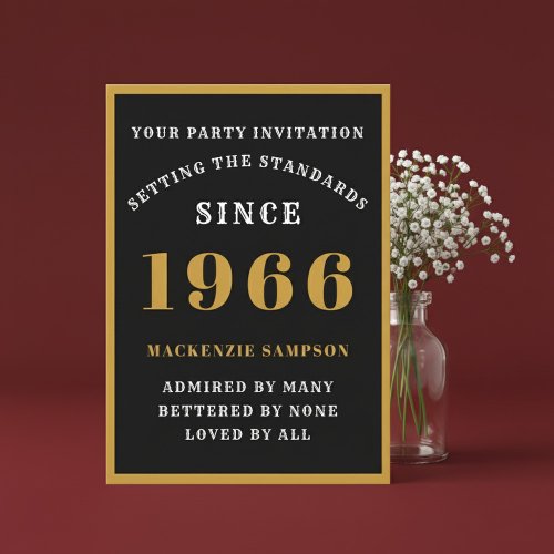 Personalized 60th Birthday 1966 Elegant Black Gold