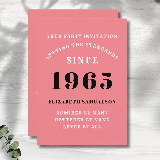 Personalized 60th Birthday Add Your Name Pink Invitation (60th birthday personalized pink party invitation)