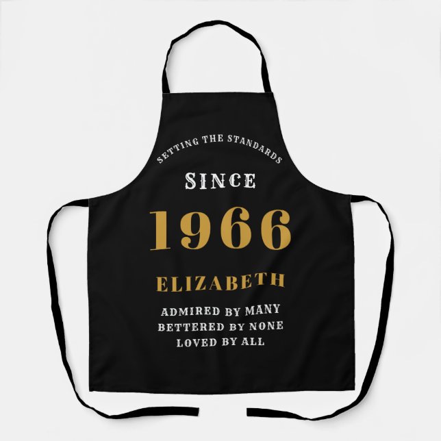 Personalized 60th Birthday Apron - Black & Gold  (Front)
