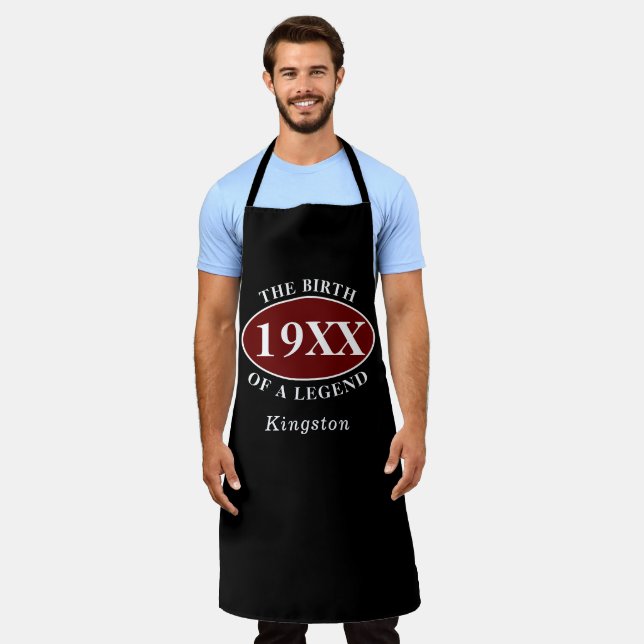 Personalized 60th Birthday Birth Of A Legend Black Apron (Worn)