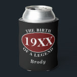 Personalized 60th Birthday Birth Of A Legend Black Can Cooler<br><div class="desc">Personalized 60th birthday can cooler celebrating the "Birth Of A Legend". Add the name and details using our simple template. We also have a range of gifts and party supplies to match.</div>
