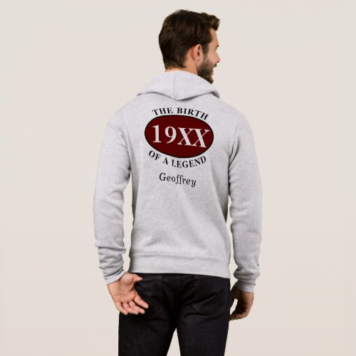 Personalized 60th Birthday Birth Of A Legend Gray Hoodie