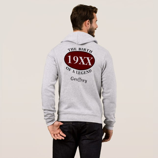 Personalized 60th Birthday Birth Of A Legend Gray Hoodie (Back Full)