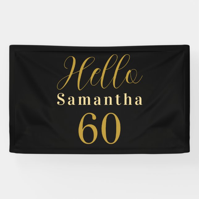 Personalized 60th Birthday Black Gold Birthday Banner (Horizontal)