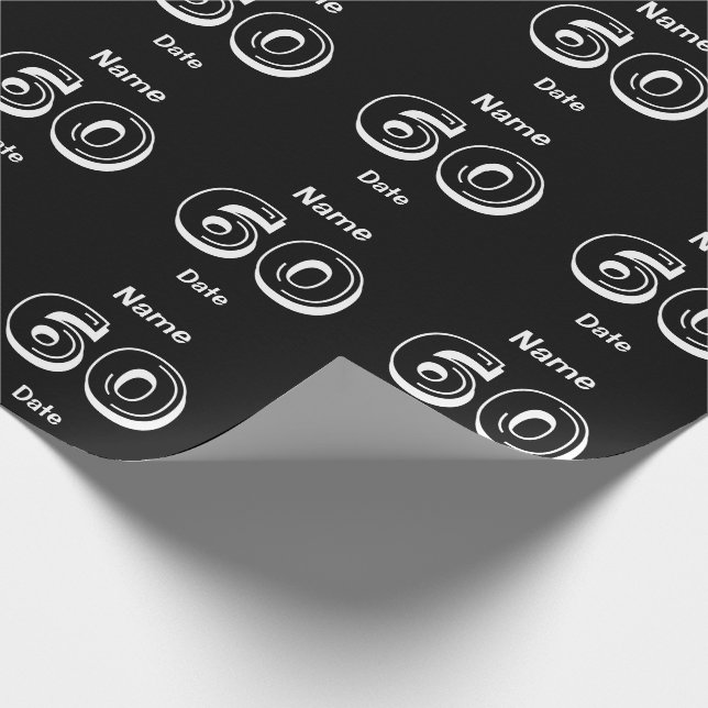 Personalized 60th Birthday Black Wrapping Paper (Corner)