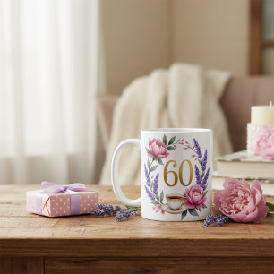 Personalized 60th Birthday Floral Mug for Grandma
