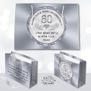 Personalized, 60th Birthday Gift Bag, Any Occasion Large Gift Bag