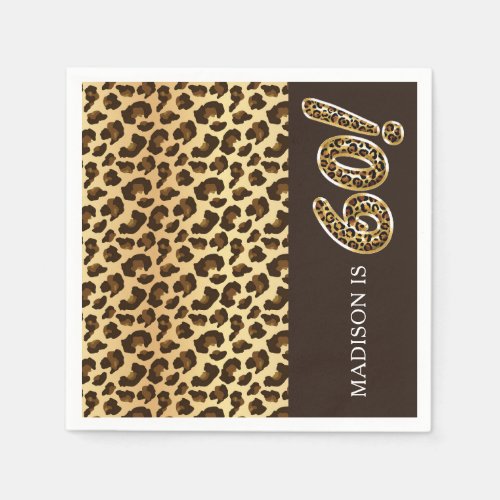 Personalized 60th Birthday Leopard Foil Balloon Napkins